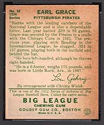 1934 Goudey #58 Earl Grace Pittsburgh Pirates - Back