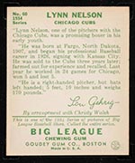 1934 Goudey #60 Lynn Nelson Chicago Cubs - Back