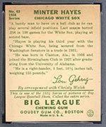 1934 Goudey #63 Minter Hayes Chicago White Sox - Back