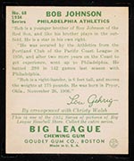 1934 Goudey #68 Bob Johnson Philadelphia Athletics - Back