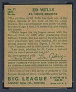 1934 Goudey #73 Ed Wells St. Louis Browns - Back