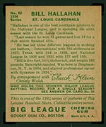 1934 Goudey #82 Bill Hallahan St. Louis Cardinals - Back