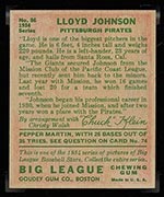 1934 Goudey #86 Lloyd Johnson Pittsburgh Pirates - Back
