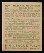 1934 Goudey #90 Hazen (Ki-Ki) Cuyler Chicago Cubs - Back