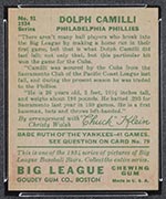 1934 Goudey #91 Dolph Camilli Philadelphia Phillies - Back