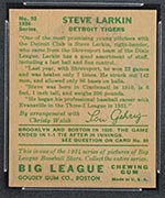 1934 Goudey #92 Steve Larkin Detroit Tigers - Back