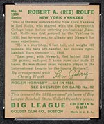 1934 Goudey #94 Red Rolfe New York Yankees - Back