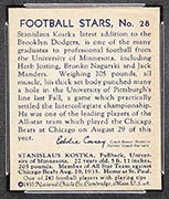 1935 National Chicle #28 Stan Kostka Brooklyn Dodgers - Back
