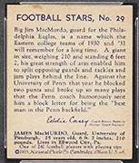 1935 National Chicle #29 Jim MacMurdo Philadelphia Eagles - Back
