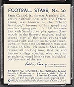1935 National Chicle #30 Ernie Caddel Detroit Lions - Back