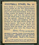 1935 National Chicle #33 Ernie Smith Green Bay Packers - Back