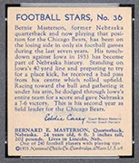 1935 National Chicle #36 Bernie Masterson Chicago Bears - Back