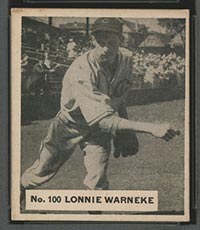 1936 V355 World Wide Gum #100 Lonnie Warneke St. Louis Cardinals - Front