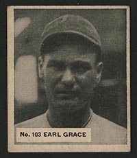 1936 V355 World Wide Gum #103 Earl Grace Philadelphia Phillies - Front