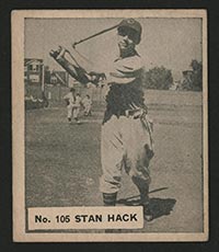 1936 V355 World Wide Gum #105 Stan Hack Chicago Cubs - Front