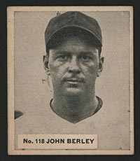 1936 V355 World Wide Gum #118 John Berley Toronto Leafs - Front