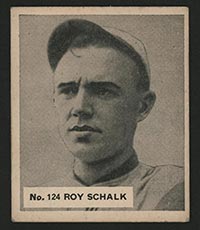 1936 V355 World Wide Gum #124 Roy (Ray) Schalk Buffalo Bisons - Front