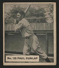 1936 V355 World Wide Gum #125 Paul Dunlap Montreal Royals - Front