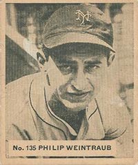 1936 V355 World Wide Gum #135 Philip Weintraub Rochester Red Wings - Front