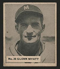 1936 V355 World Wide Gum #26 Glenn Myatt Detroit Tigers - Front