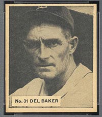 1936 V355 World Wide Gum #31 Del Baker Detroit Tigers - Front