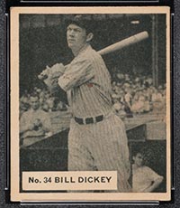 1936 V355 World Wide Gum #34 Bill Dickey New York Yankees - Front