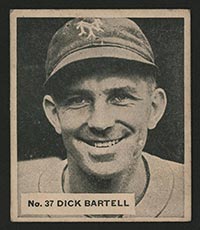 1936 V355 World Wide Gum #37 Dick Bartell New York Giants - Front