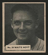 1936 V355 World Wide Gum #39 Waite Hoyt Pittsburgh Pirates - Front