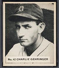1936 V355 World Wide Gum #42 Charlie Gehringer Detroit Tigers - Front