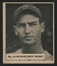 1936 V355 World Wide Gum #44 “Schoolboy” Rowe Detroit Tigers - Front