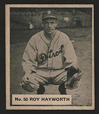 1936 V355 World Wide Gum #50 Roy (Ray) Hayworth Detroit Tigers - Front