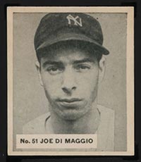 1936 V355 World Wide Gum #51 Joe DiMaggio New York Yankees - Front