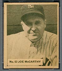 1936 V355 World Wide Gum #53 Joe McCarthy New York Yankees - Front