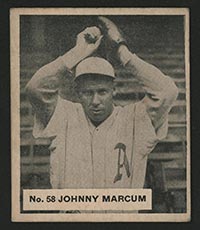 1936 V355 World Wide Gum #58 Johnny Marcum Boston Red Sox - Front