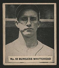 1936 V355 World Wide Gum #59 Burgess Whitehead New York Giants - Front