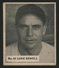 1936 V355 World Wide Gum #62 Luke Sewell Chicago White Sox - Front