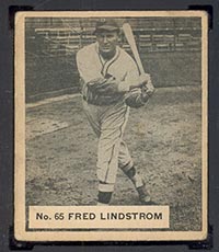 1936 V355 World Wide Gum #65 Fred Lindstrom Brooklyn Dodgers - Front