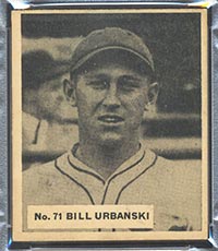 1936 V355 World Wide Gum #71 Bill Urbanski Boston Bees - Front