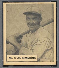 1936 V355 World Wide Gum #77 Al Simmons Detroit Tigers - Front