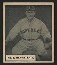1936 V355 World Wide Gum #80 Benny Tate Montreal Royals - Front
