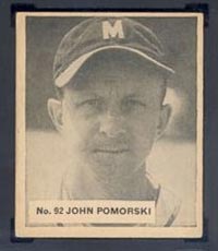 1936 V355 World Wide Gum #92 John Pomorski Toronto Leafs - Front