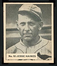 1936 V355 World Wide Gum #93 Jesse Haines St. Louis Cardinals - Front