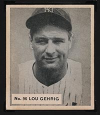 1936 V355 World Wide Gum #96 Lou Gehrig New York Yankees - Front