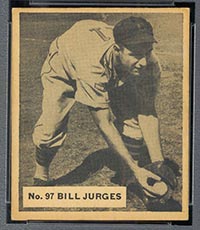 1936 V355 World Wide Gum #97 Bill Jurges Chicago Cubs - Front