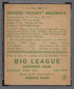 1938 Goudey #286 Joe “Ducky” Medwick St. Louis Cardinals - Back