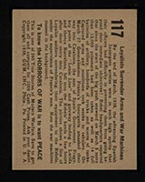 1938 Gum Inc Horrors of War #117 Loyalists Surrender Arms and War Machines - Back
