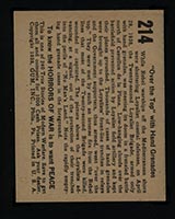 1938 Gum Inc Horrors of War #214 “Over the Top” with Hand Grenades - Back