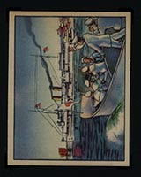1938 Gum Inc Horrors of War #268 Gunboat Oahu Sails in Defiance of Japs - Front
