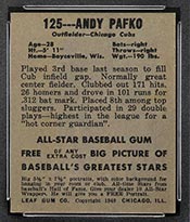 1948-1949 Leaf #125 Andy Pafko Chicago Cubs - Back