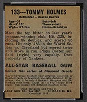 1948-1949 Leaf #133 Tommy Holmes Boston Braves - Back